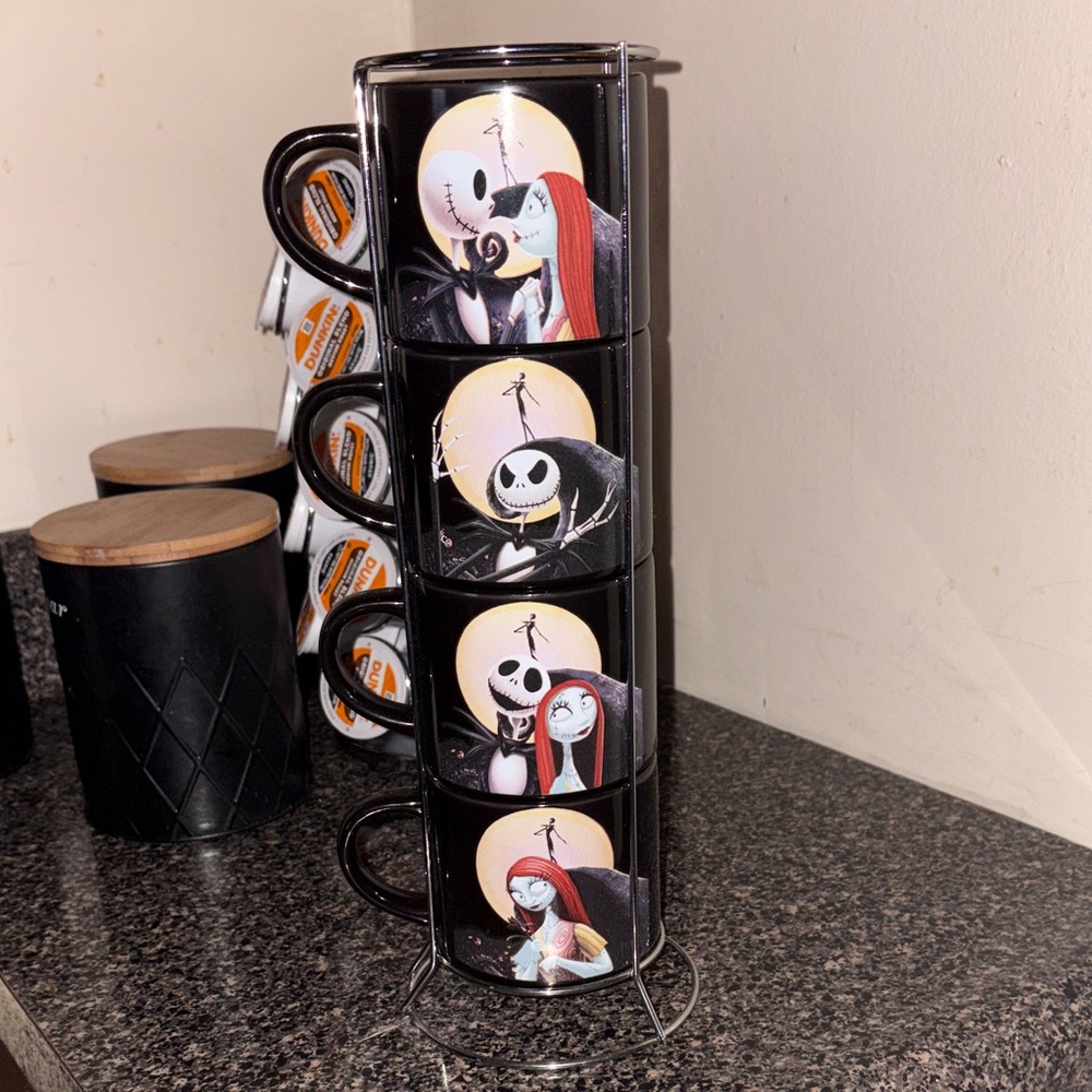 Disney The Nightmare Before Christmas Black Stackable Coffee Mugs Set